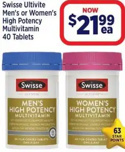 Star Discount Chemist Swisse Ultivite Men's or Women's High Potency Multivitamin offer