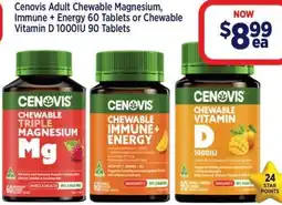 Star Discount Chemist Cenovis Adult Chewable Magnesium, Immune + Energy or Chewable Vitamin D 1000IU offer