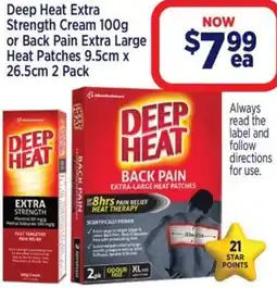 Star Discount Chemist Deep Heat Extra Strength Cream or Back Pain Extra Large Heat Patches offer