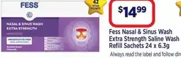 Star Discount Chemist Fess Nasal & Sinus Wash Extra Strength Saline Wash Refill Sachets offer
