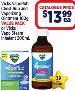 Star Discount Chemist Vicks VapoRub Chest Rub and Vaporizing Ointment or Vicks Vapo Steam Inhalant offer