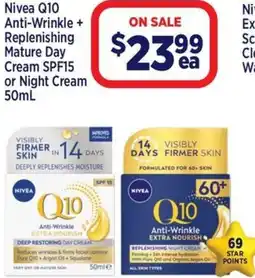 Star Discount Chemist Nivea q10 anti-wrinkle + replenishing mature day cream spf15 or night cream offer