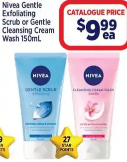 Star Discount Chemist Nivea gentle exfoliating scrub or gentle cleansing cream wash offer
