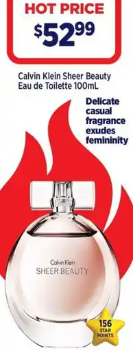 Star Discount Chemist Calvin klein sheer beauty eau de toilette offer