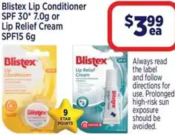 Star Discount Chemist Blistex Lip Conditioner SPF 30 or Lip Relief Cream SPF15 offer