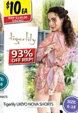 NQR Tigerlily ukiyo nova shorts offer