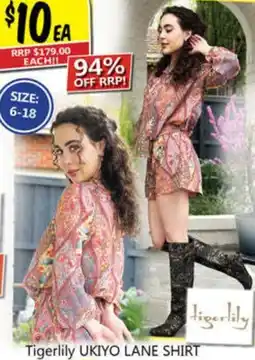 NQR Tigerlily ukiyo lane shirt offer