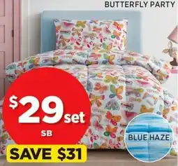 Spotlight KIDS HOUSE Butterfly Party or Blue Haze Comforter Set offer