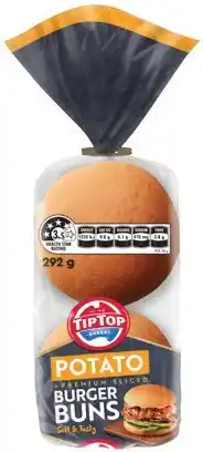 IGA Tip Top Premium Sliced Burger Buns 4 Pack Selected Varieties offer