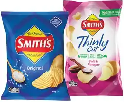 IGA Smith’s Crinkle Cut Chips 150‑170g or Thinly Cut Chips 175g Selected Varieties offer