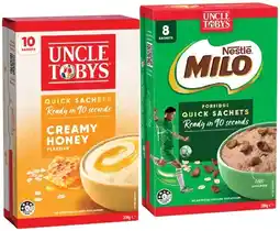 IGA Uncle Tobys Rolled Oats Quick Sachets 8‑10 Pack Selected Varieties offer