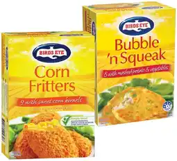 IGA Birds Eye Bubble ‘n Squeak 620g or Corn Fritters 500g offer