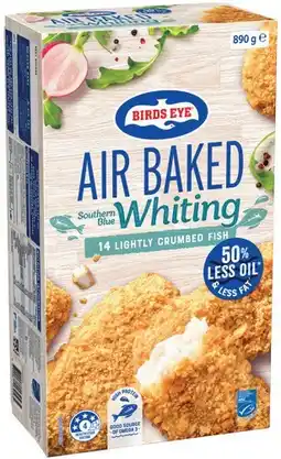 IGA Birds Eye Air Baked Lightly Crumbed Southern Blue Whiting Fish 890g offer