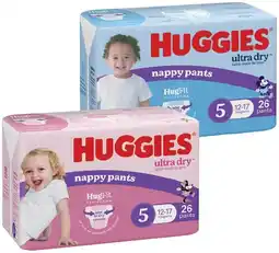 IGA Huggies Ultra Dry Nappy Pants 24‑36 Pack Selected Varieties offer