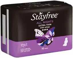 IGA Stayfree Pads 10‑16 Pack Selected Varieties offer