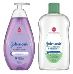 IGA Johnson’s Baby Bath, Aloe Vera & Vitamin E Oil or Shampoo 500mL Selected Varieties offer