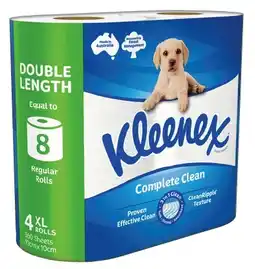 IGA Kleenex Complete Clean Double Length Toilet Tissue 4 Pack offer