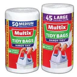 IGA Multix Handy Ties Tidy Bags Medium 50 Pack or Large 45 Pack offer