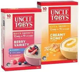 IGA Uncle Tobys Rolled Oats Quick Sachets offer