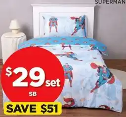 Spotlight Superman quilt cover set offer