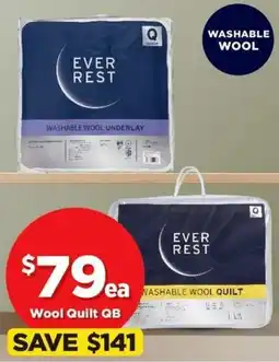 Spotlight EVER REST Washable Wool Quilt & Reversible Wool Underlay Washable Wool Quilt QB offer