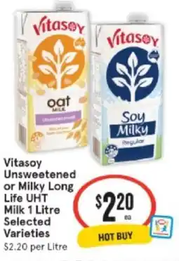 Vitasoy Unsweetened or Milky Long Life UHT Milk