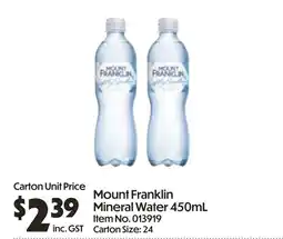 C-Store Distribution Mount Franklin Mineral Water offer