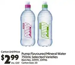 C-Store Distribution Pump Flavoured Mineral Water offer