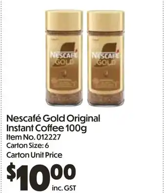 C-Store Distribution Nescafé Gold Original Instant Coffee offer