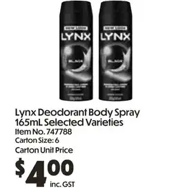 C-Store Distribution Lynx Deodorant Body Spray offer
