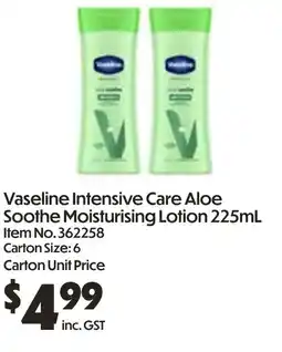 C-Store Distribution Vaseline Intensive Care Aloe Soothe Moisturising Lotion offer