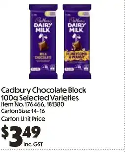 C-Store Distribution Cadbury Chocolate Block offer
