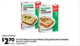 C-Store Distribution On The Menu Frozen Meals offer