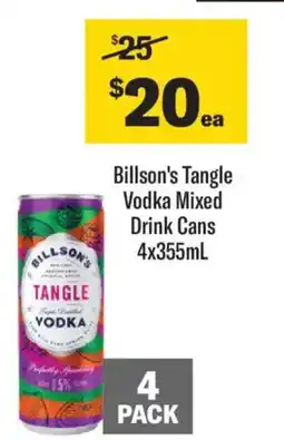 Liquorland Billson's Tangle Vodka Mixed Drink Cans offer
