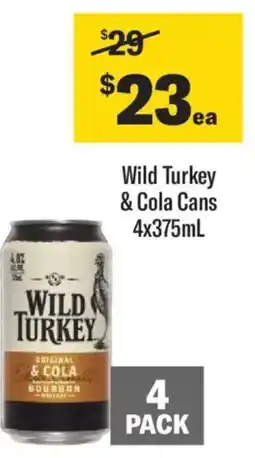 Liquorland Wild Turkey & Cola Cans offer