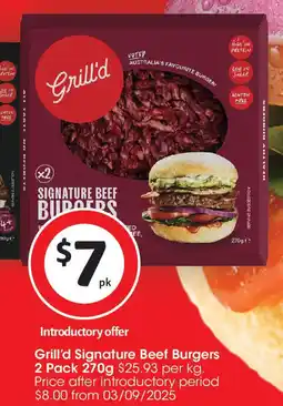 Coles Grill'd Signature Beef Burgers offer