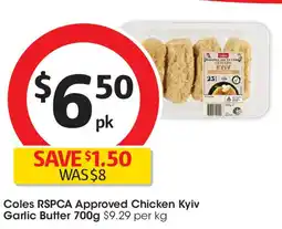 Coles Coles RSPCA Approved Chicken Kyiv Garlic Butter offer