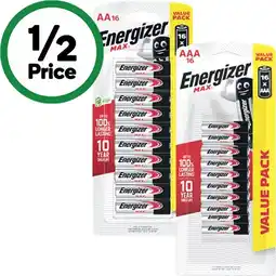 Woolworths Energizer Max Batteries AA or AAA Pk 16 offer