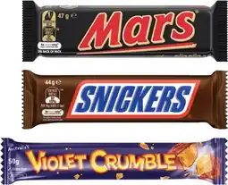 Coles Mars or Violet Crumble Chocolate Bar 30g-56g offer