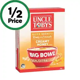 Woolworths Uncle Tobys Big Bowl Oats 368g Pk 8 offer