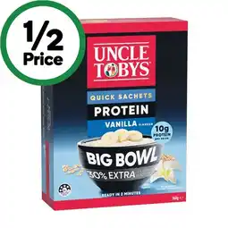 Woolworths Uncle Tobys Big Bowl Oats Protein Vanilla Porridge 368g Pk 8 offer