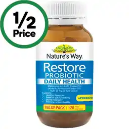 Woolworths Nature’s Way Restore Probiotic Daily Health Capsules Pk 120 offer