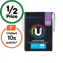 Woolworths U by Kotex Ultrathins Pads Pk 14 offer