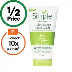 Woolworths Simple Kind To Skin Moisturising Facial Wash 150ml offer