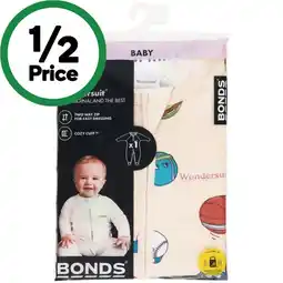 Woolworths Bonds Zippy Wondersuit Assorted Pk 1 offer