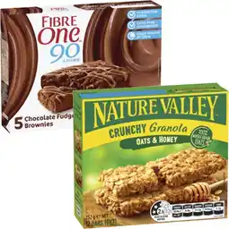 Coles Fibre One Bars or Squares 105g-120g or Nature Valley Crunchy Bars 252g offer