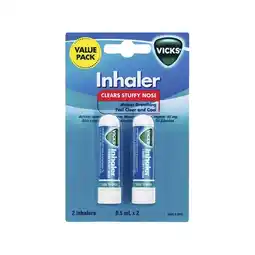 Woolworths Vicks Nasal Decongestant Inhaler Twin 0.5ml Pk 2 offer