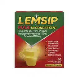 Woolworths Lemsip Max Lemon Decongestant Pk 10 offer