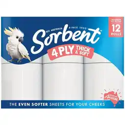Woolworths Sorbent Thick & Soft 4 Ply Toilet Paper Pk 12 offer