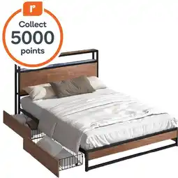 Woolworths Oikiture Metal Bed Frame Queen Double King LED Headboard Storage Drawers USB offer